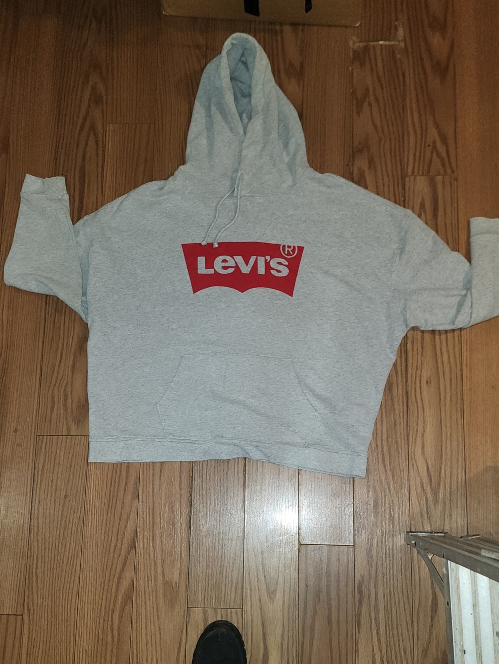 Levi's Gray Zip-Up Hoodie with Red Logo